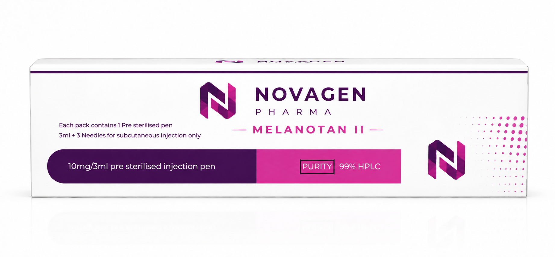 Novagen Pharma Melanotan II pre-sterilised injection pen box